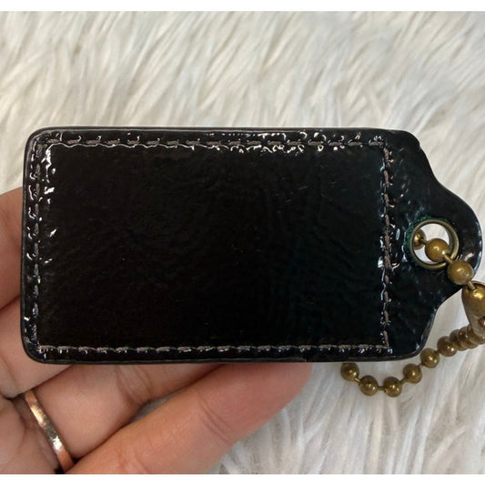 2.5" COACH Patent Leather Brown Fob Bag Charm Hang tag Hangtag