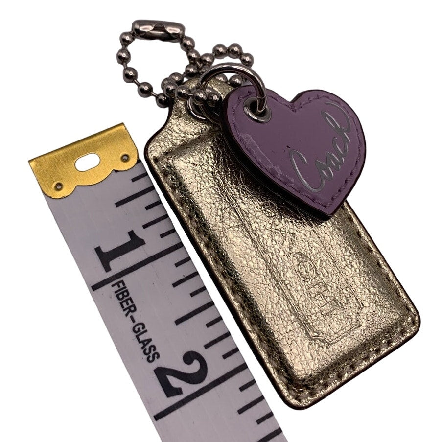 Poppy COACH Heart Purple Fob Bag Charm Hang tag Hangtag