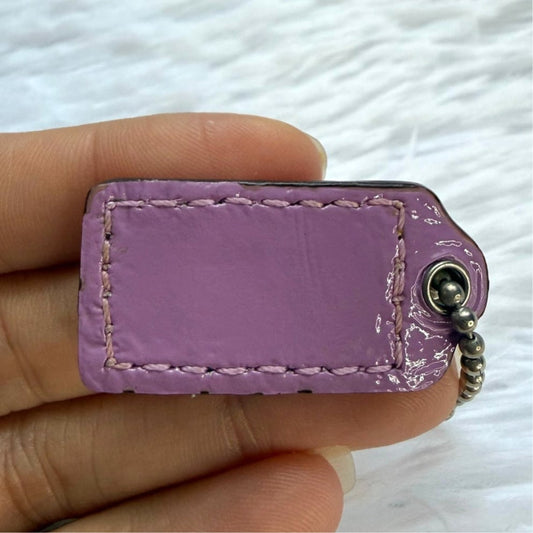 1" COACH Patent Leather Purple Fob Bag Charm Hang tag Hangtag