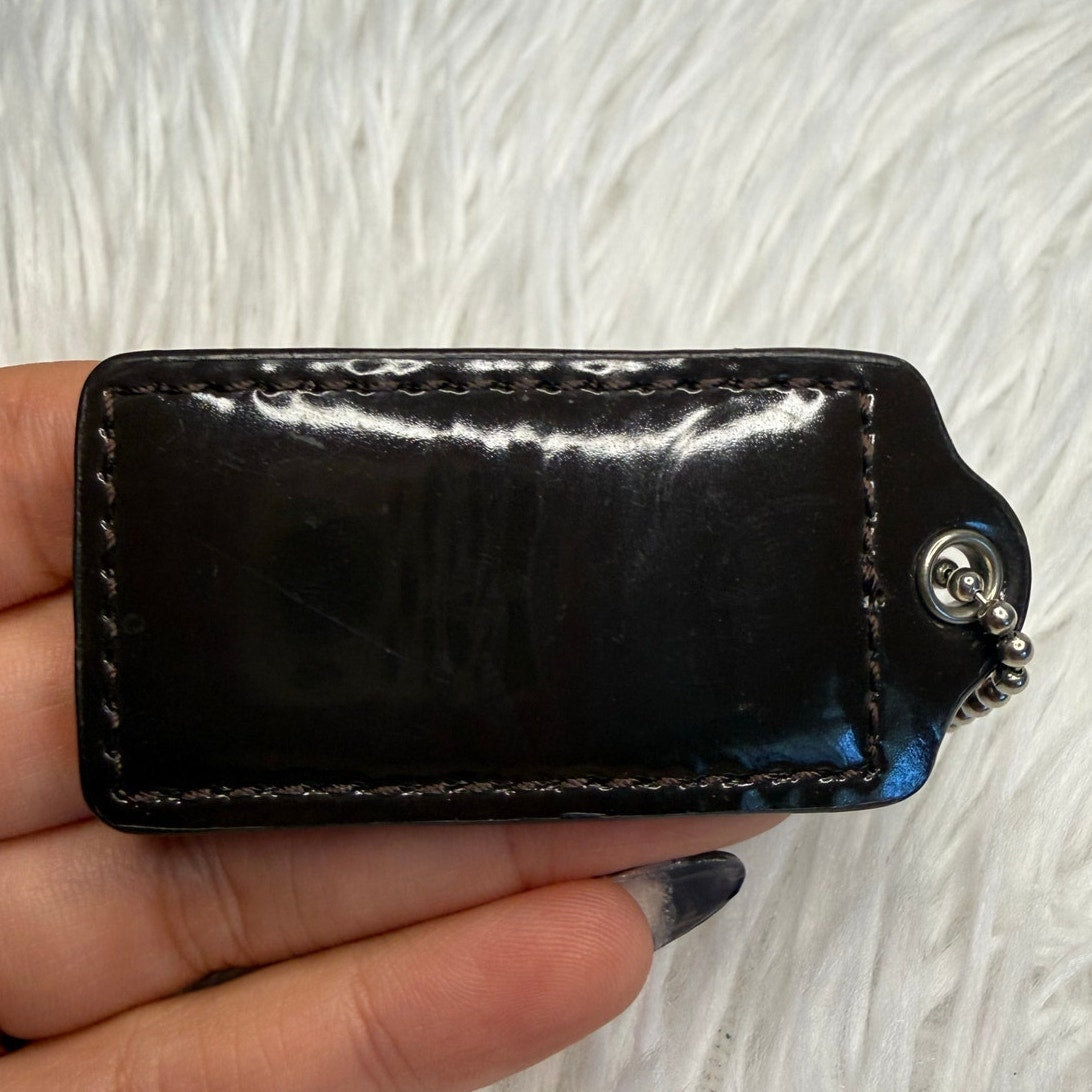 2" COACH Brown Patent leather Fob Bag Charm Hang tag Hangtag
