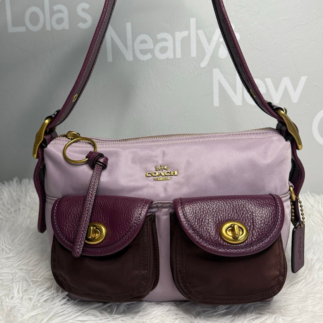 COACH Cargo Shoulder Bag Purple In Colorblock 91741