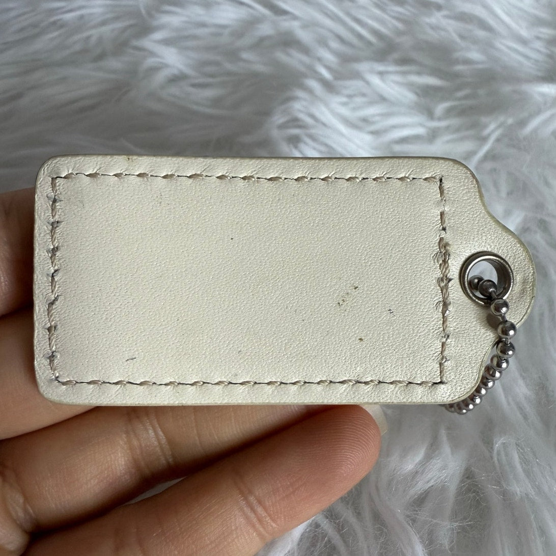 2.5" COACH White Fob Bag Charm Hang tag Hangtag
