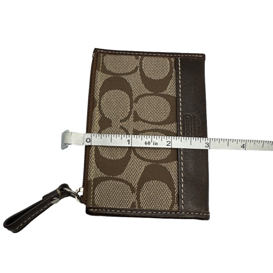 y2k COACH Soho Brown Signature Canvas Coin purse with Keychain