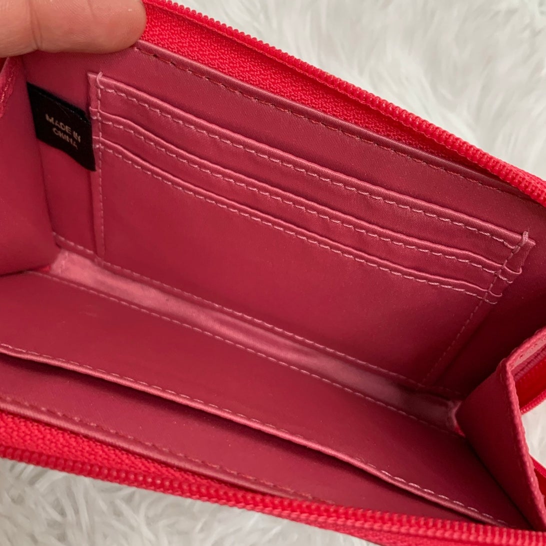 Coach Red Khaki Patent Leather Canvas Wallet