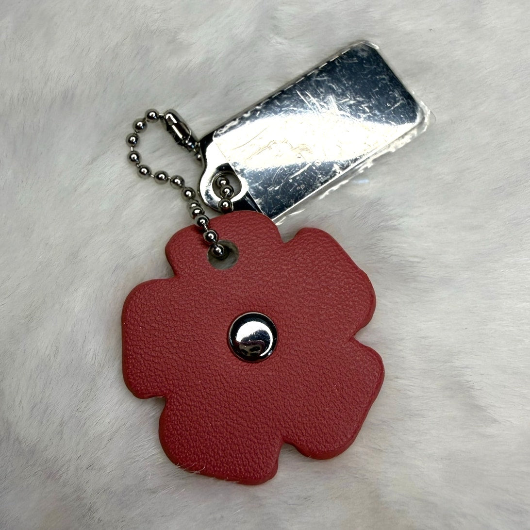 1.5" COACH Silver Tea Rose Flower Floral Bag Charm Hang Tag