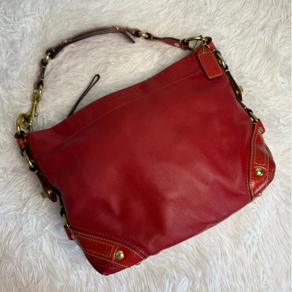 y2k COACH 2007 Red Carly 10615 Shoulder Bag