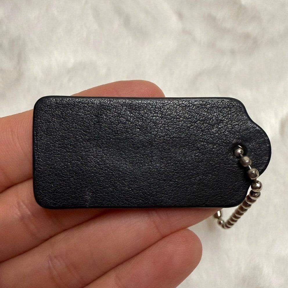 1.5" COACH Black Fob Bag Charm Hang tag Hangtag