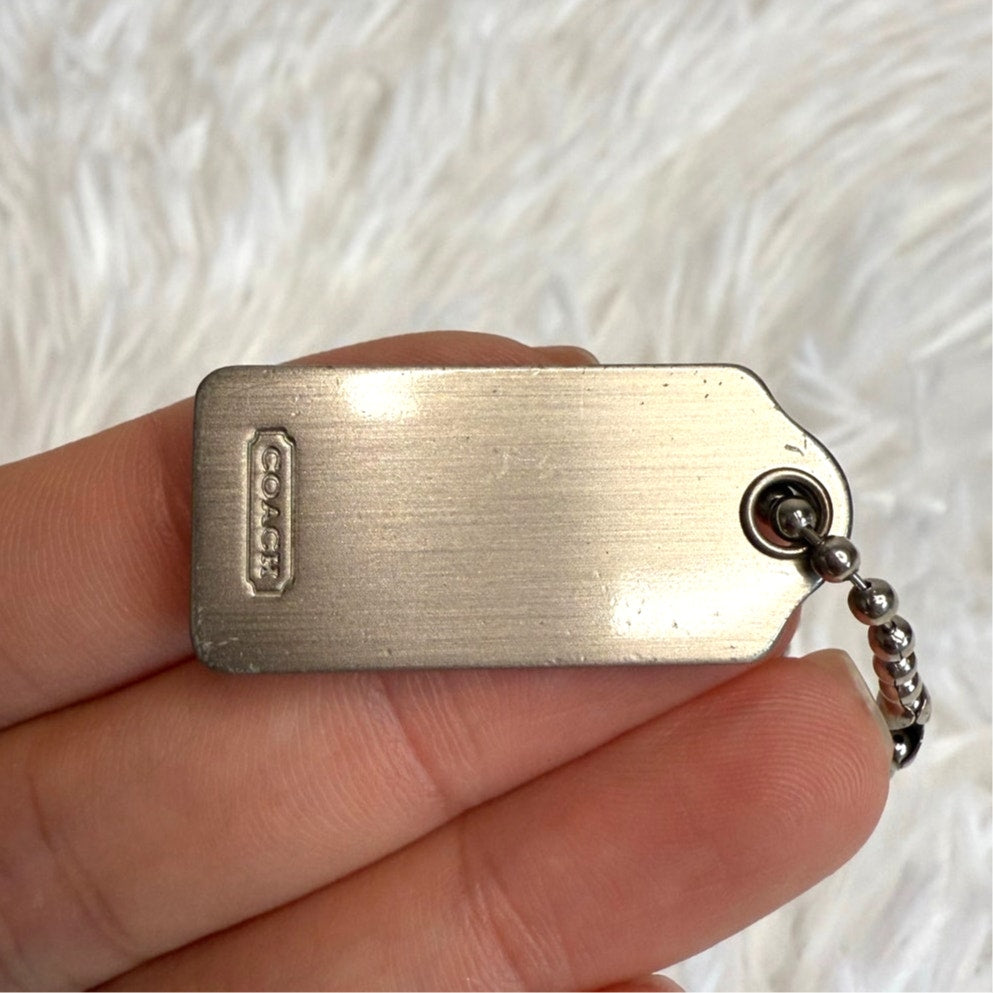 1” Metal COACH Silver Fob Bag Charm Hang tag Hangtag