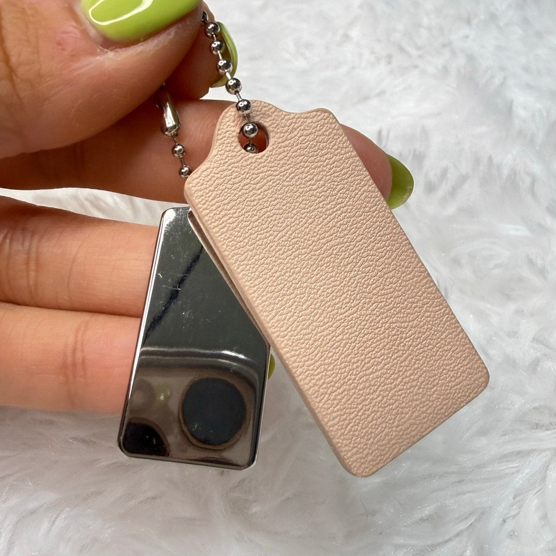1.5" COACH Cream Silver Hang Tag Key Fob Bag Charm Set