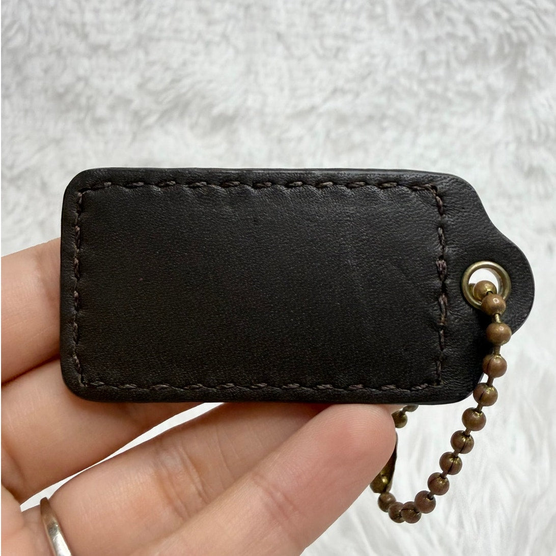 2" COACH Brown Fob Bag Charm Hang tag Hangtag