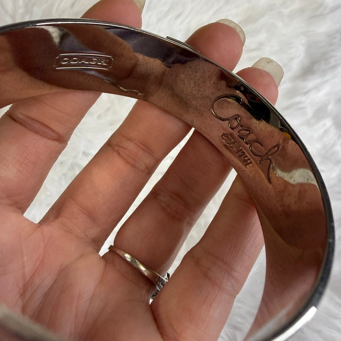 y2k Coach Cream Silver Bangle Bracelet