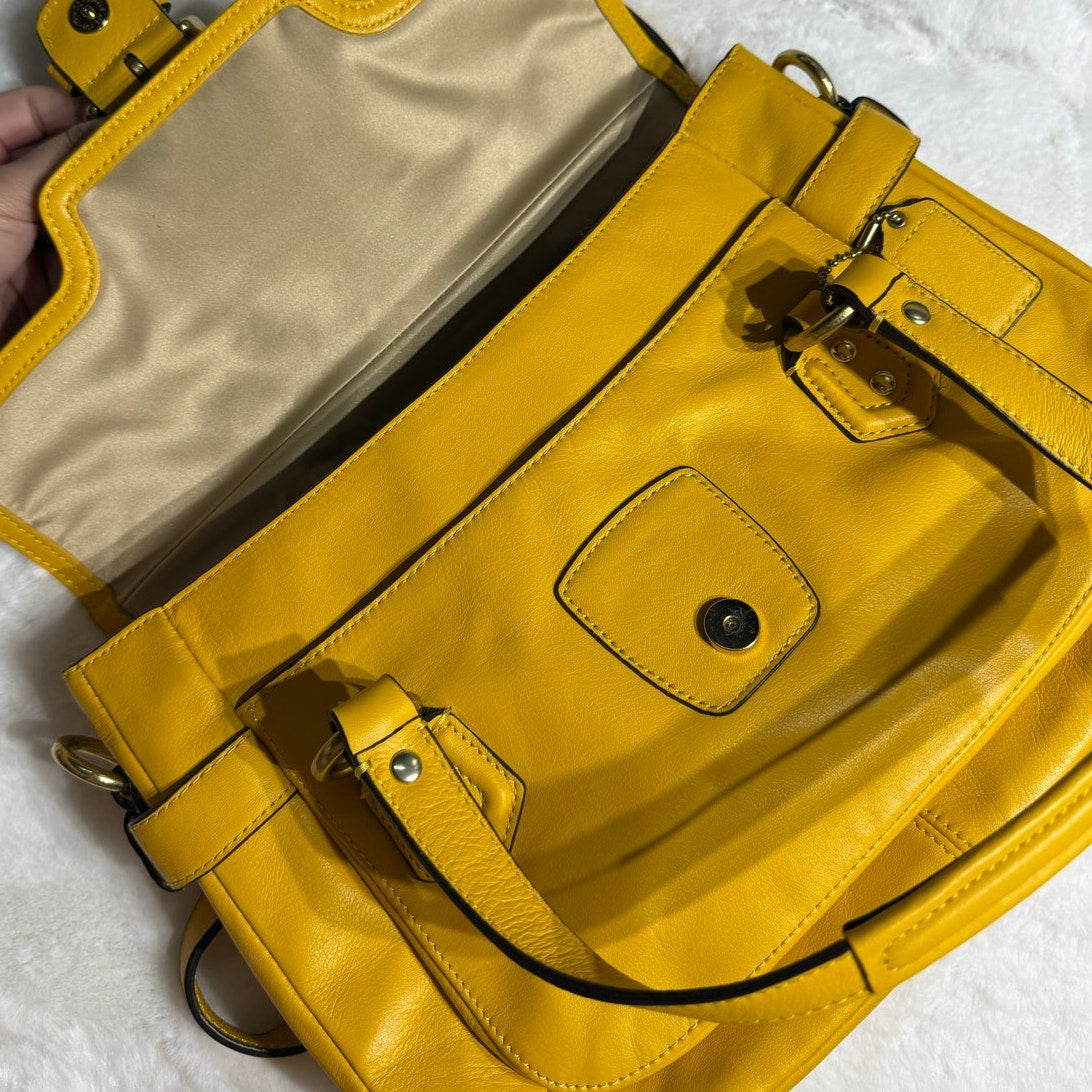 COACH Campbell Flap Satchel Yellow Shoulder Bag