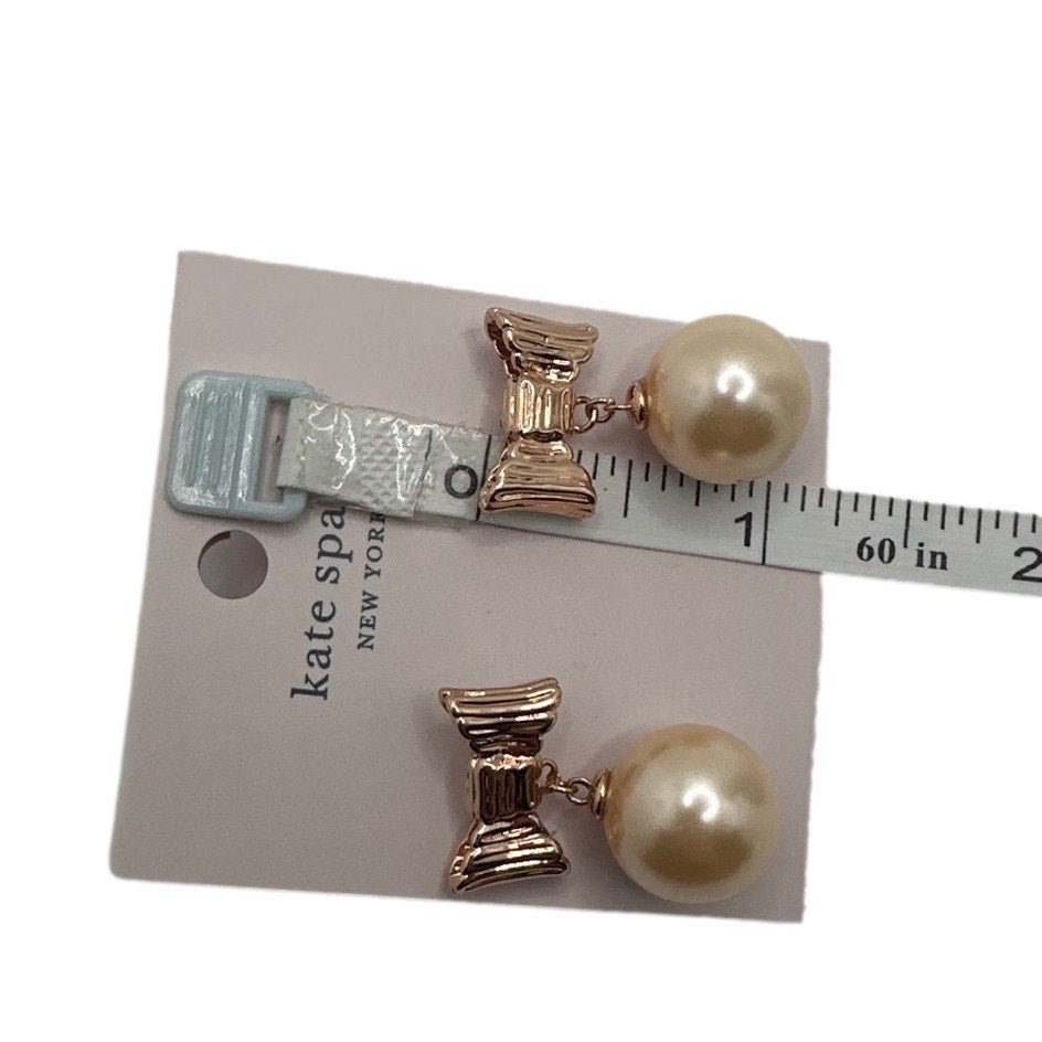 Kate Spade Cream Gold ALL WRAPPED UP IN PEARLS Bow Faux Pearl Earrings