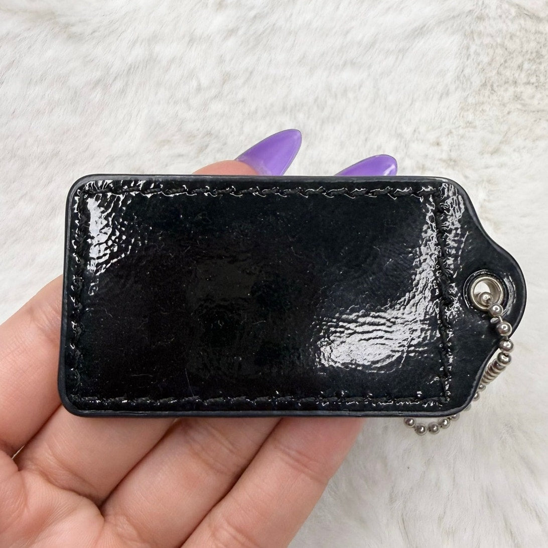 2.5" COACH Patent Leather Black Fob Bag Charm Hang tag Hangtag