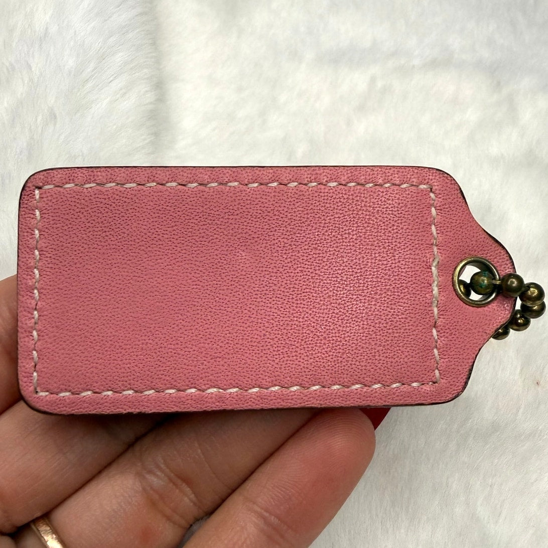 2" COACH Cream Pink Fob Bag Charm Hang tag Hangtag