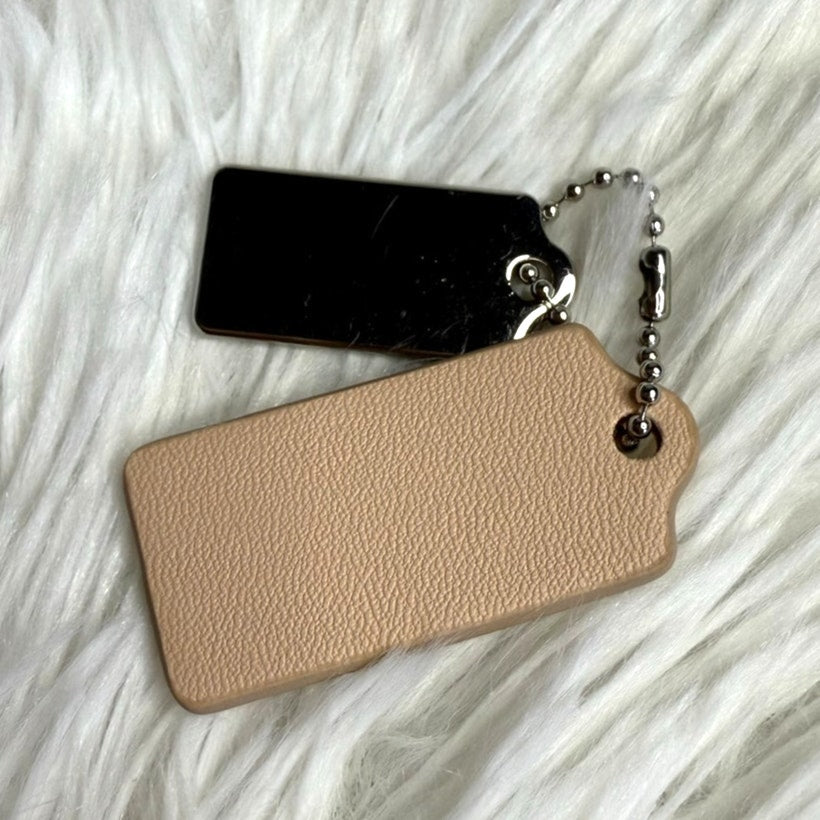 1.5" COACH Cream Silver Hang Tag Key Fob Bag Charm Set