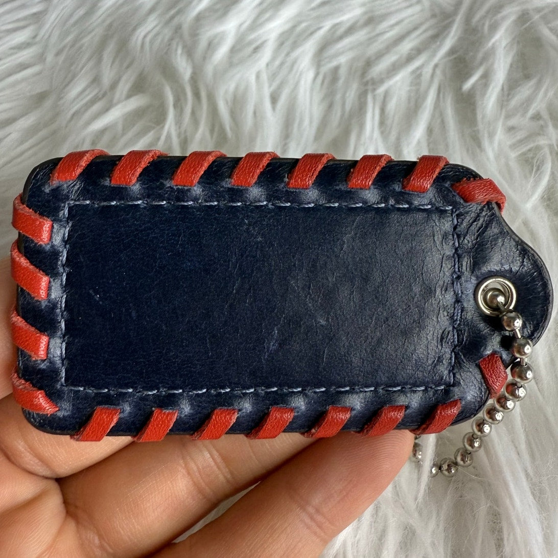 3"COACH Braided Blue Red Fob Bag Charm Hang tag Hangtag