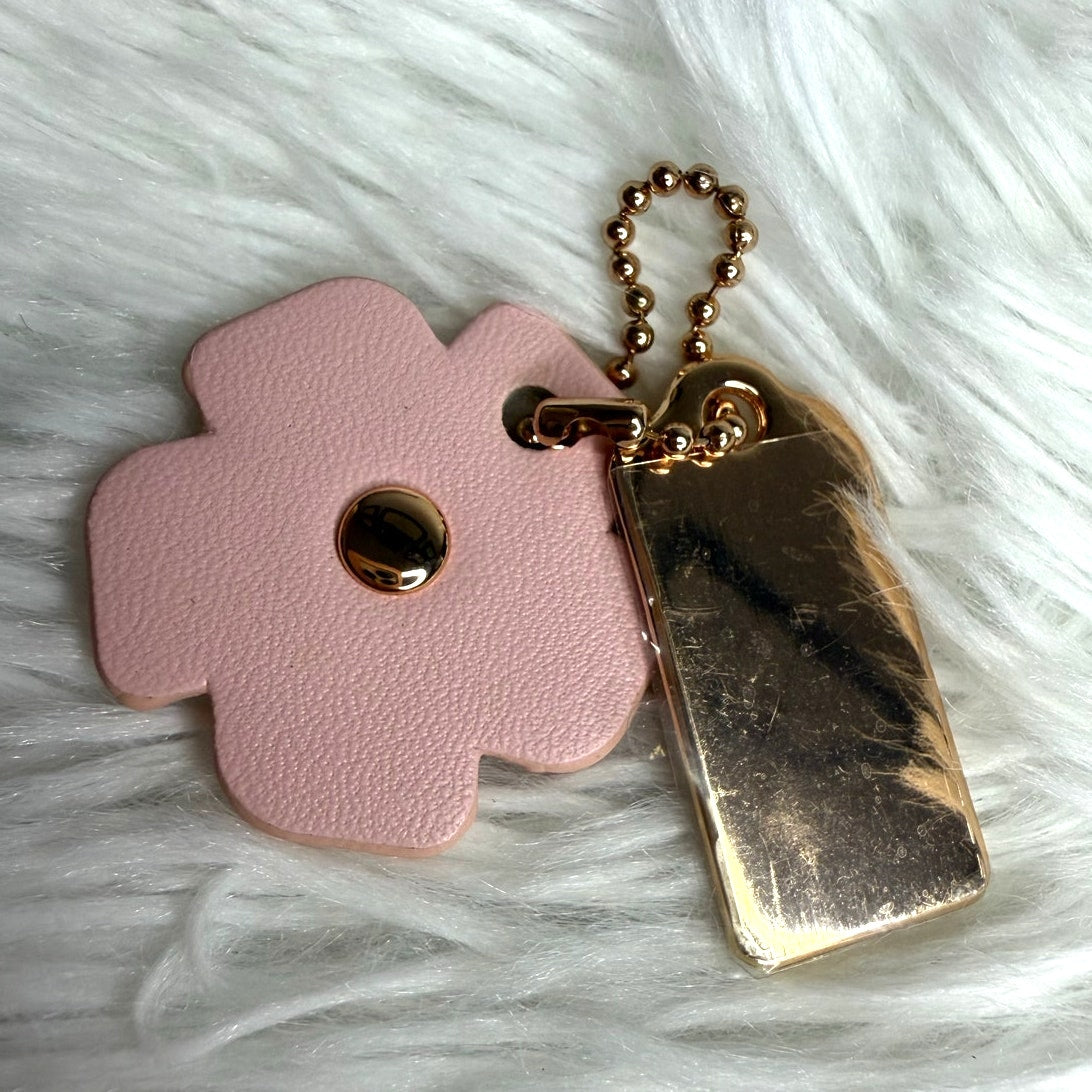 1.5" COACH Rose Gold Tea Rose Flower Floral Bag Charm Hang Tag