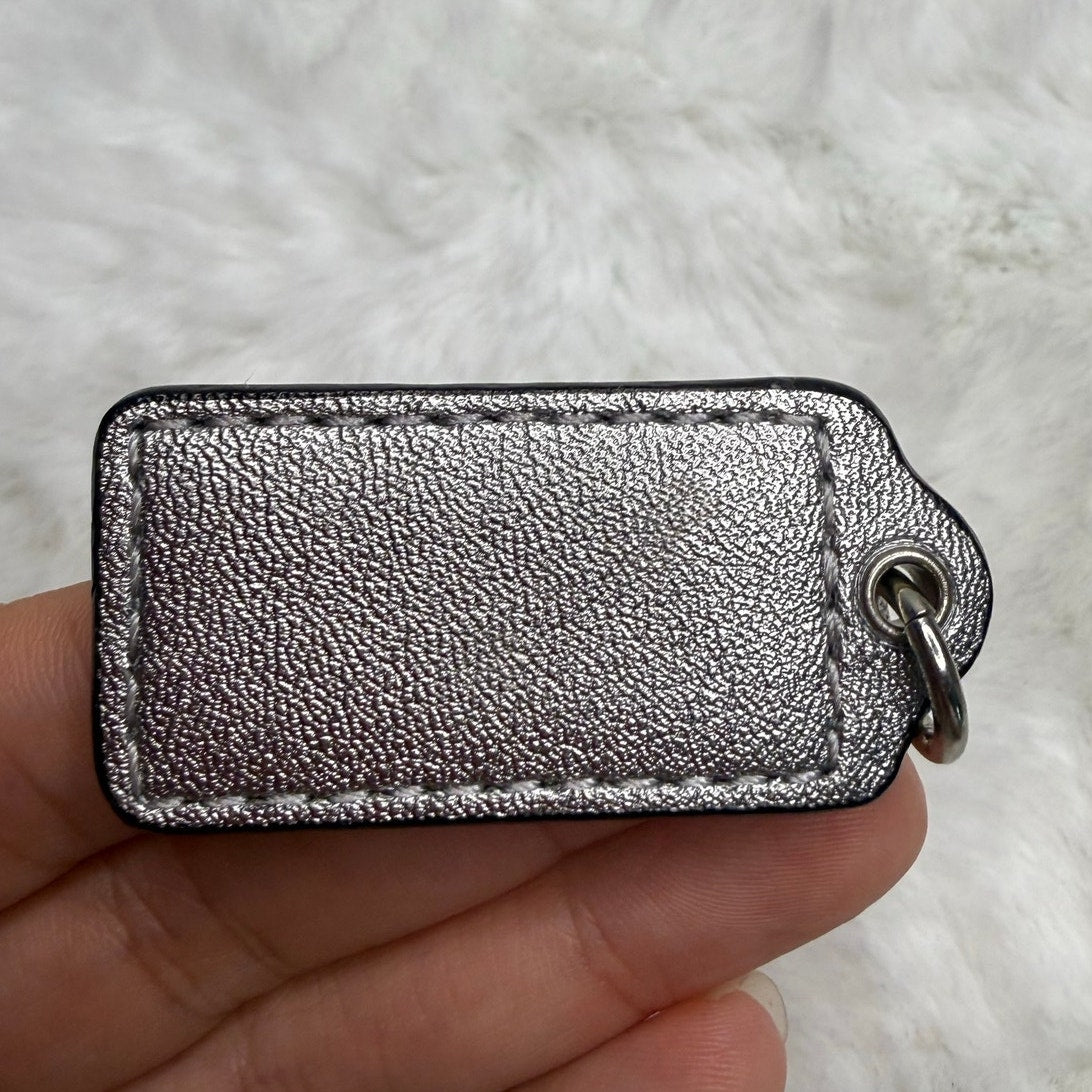 1.5" COACH Silver Fob Bag Charm Hang tag Hangtag