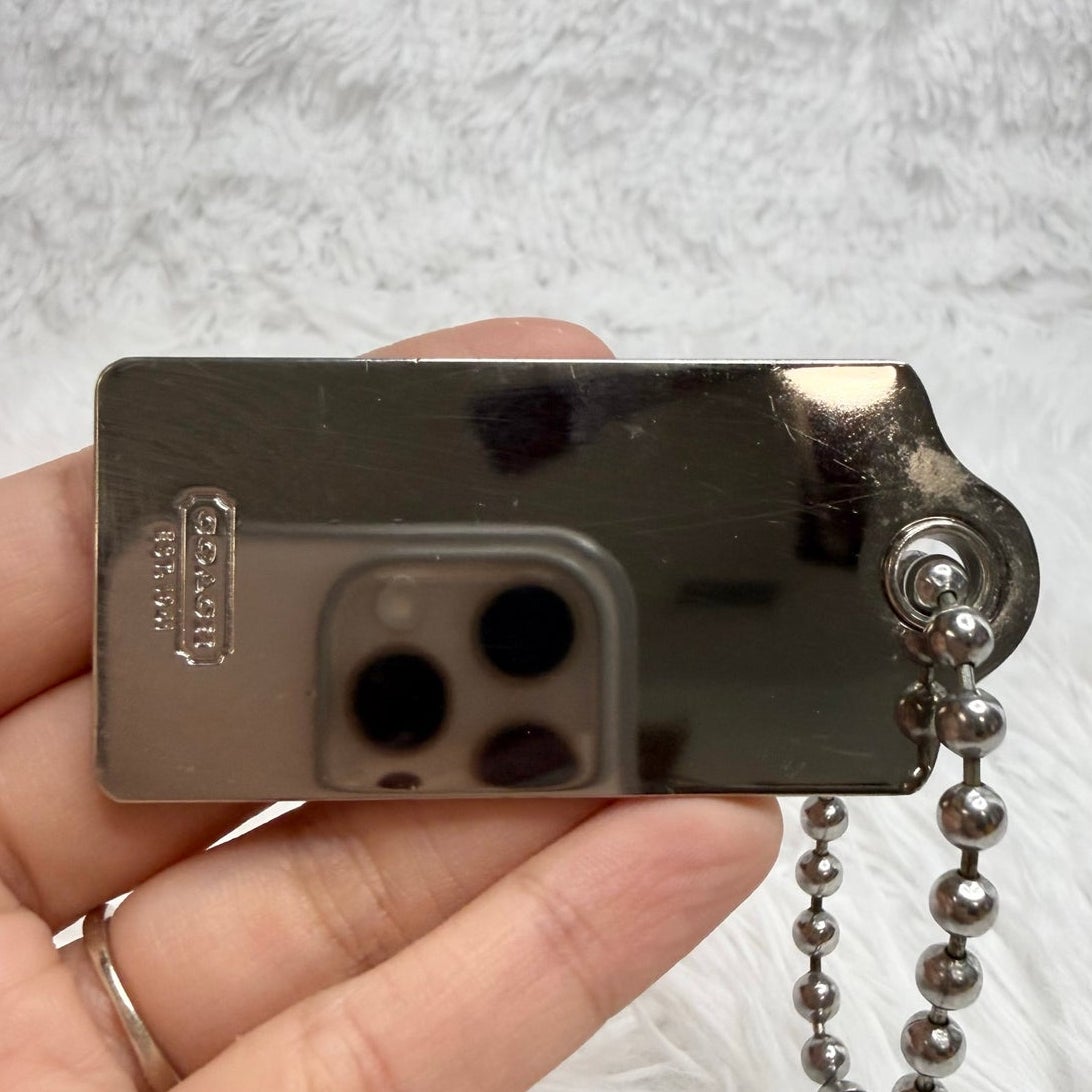 2.5" COACH Metal Silver Fob Bag Charm Hang tag Hangtag