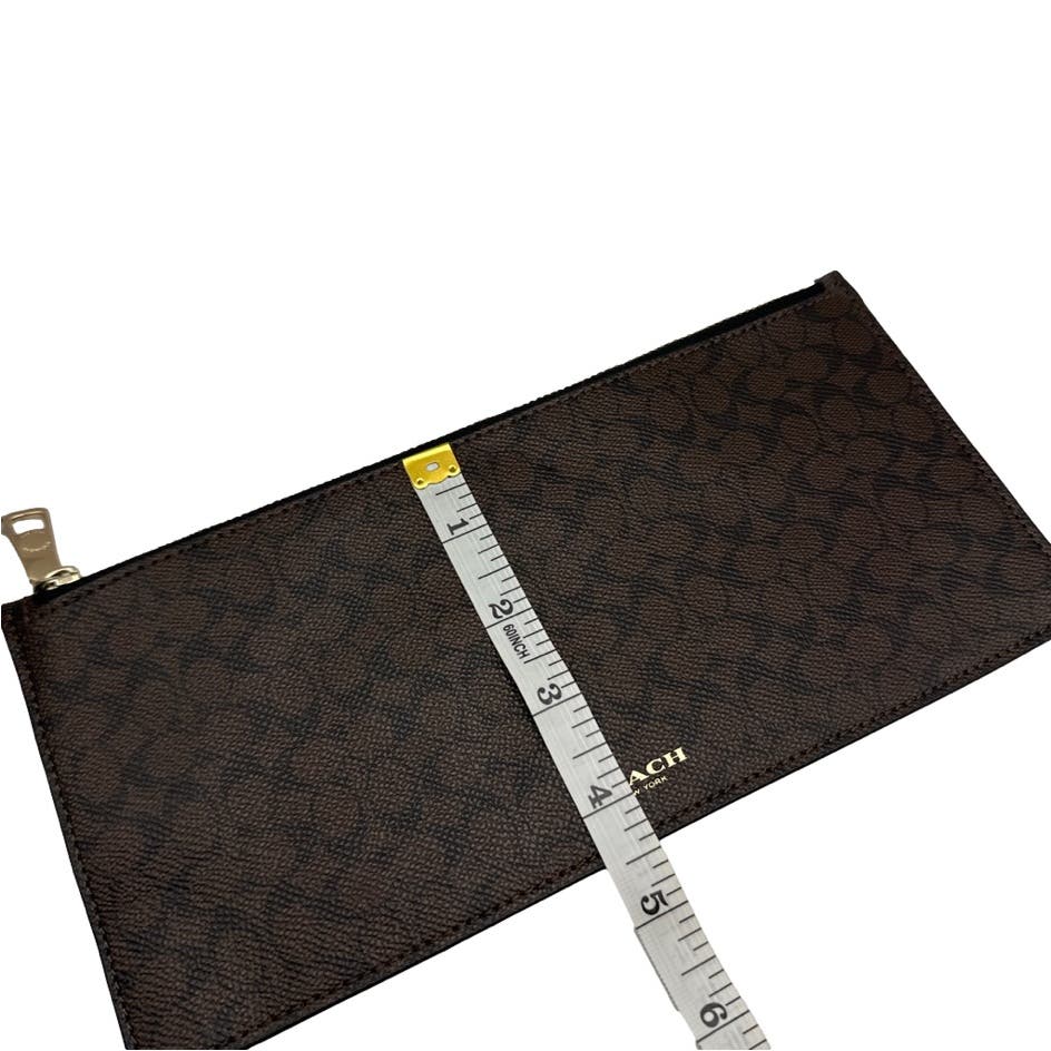 COACH Brown Signature Coat Canvas Wristlet