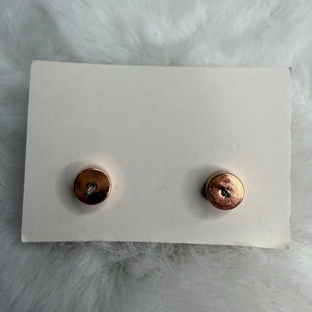 MICHAEL KORS Est 1981 Rose Gold-Tone Logo Padlock Stud Earrings