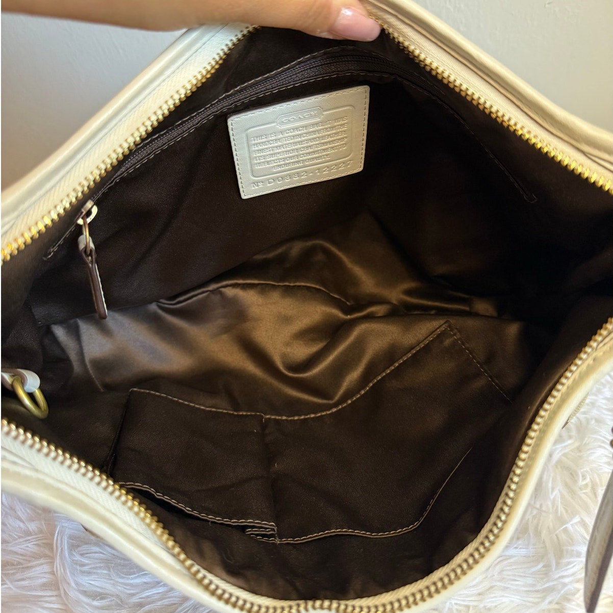 y2k COACH Brown Cream Signature Ergo Hobo Shoulder Bag