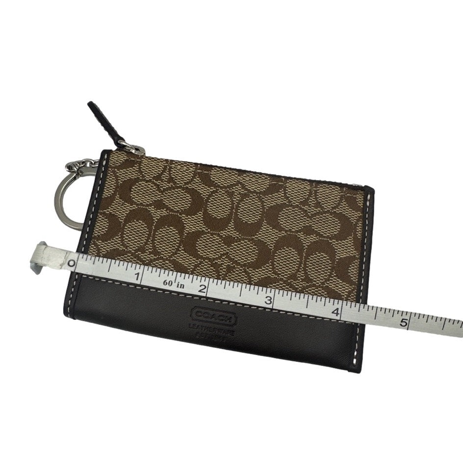 Y2K COACH Brown Signature Canvas Card Holder Coin Purse with Keychain