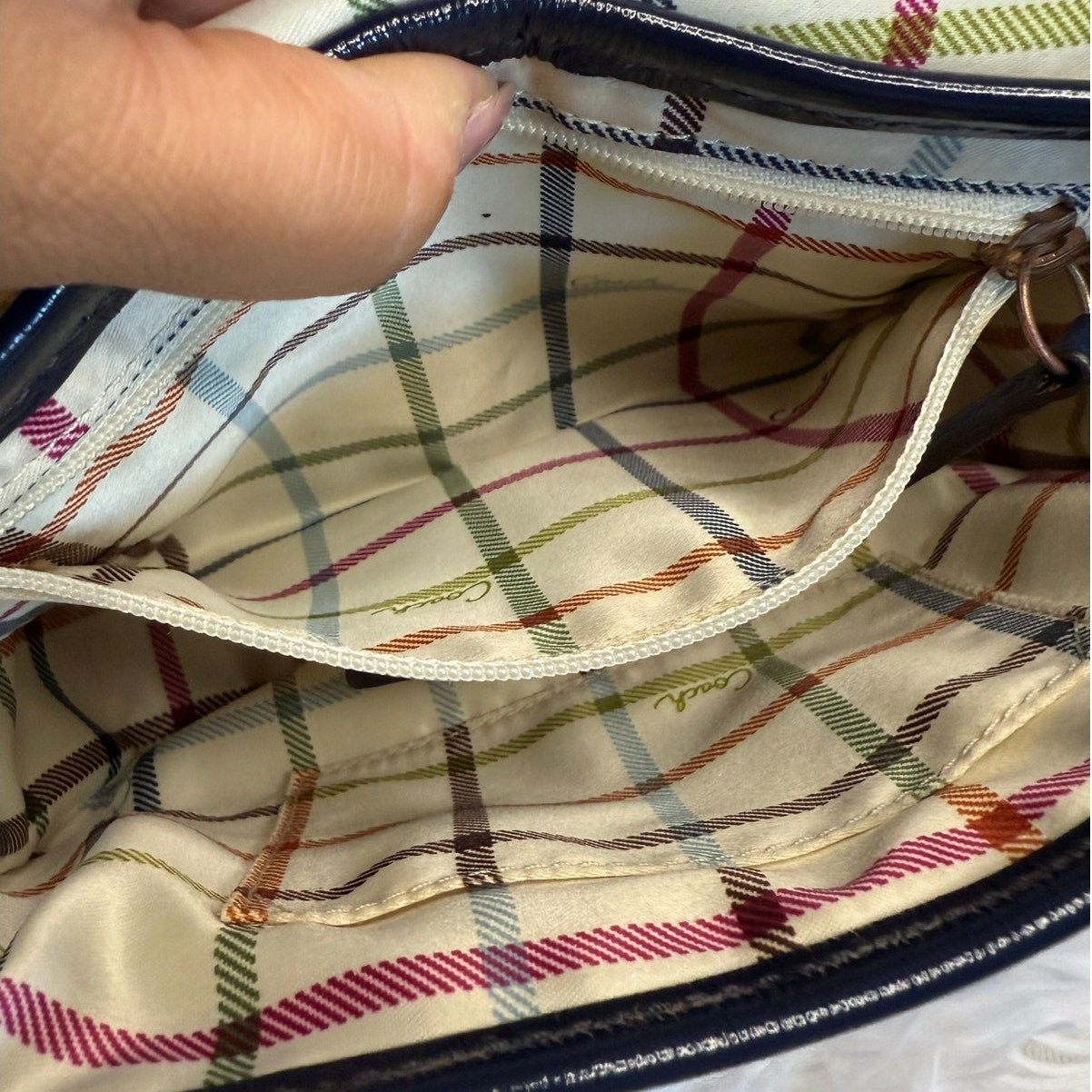 y2k COACH Denim Patent Leather Bleeker Crossbody