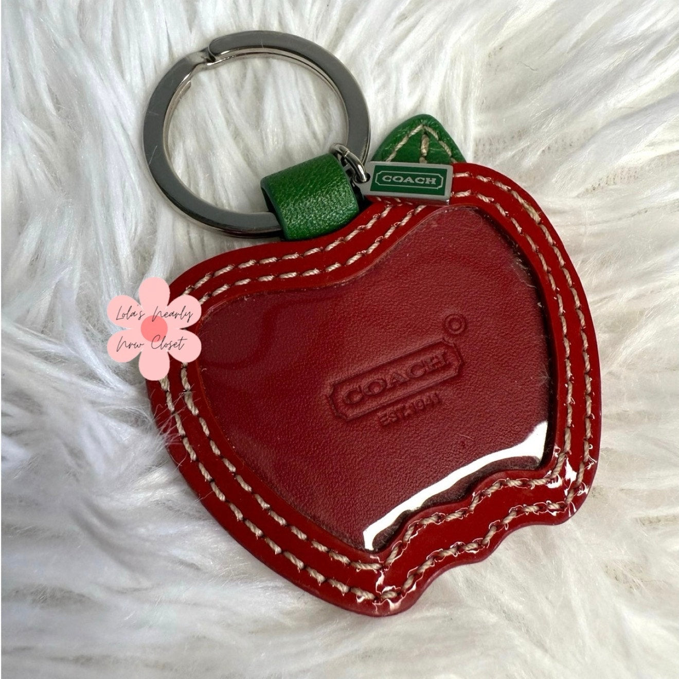 COACH y2k Apple Patent Leather Photo Frame Bag Charm Key Fob