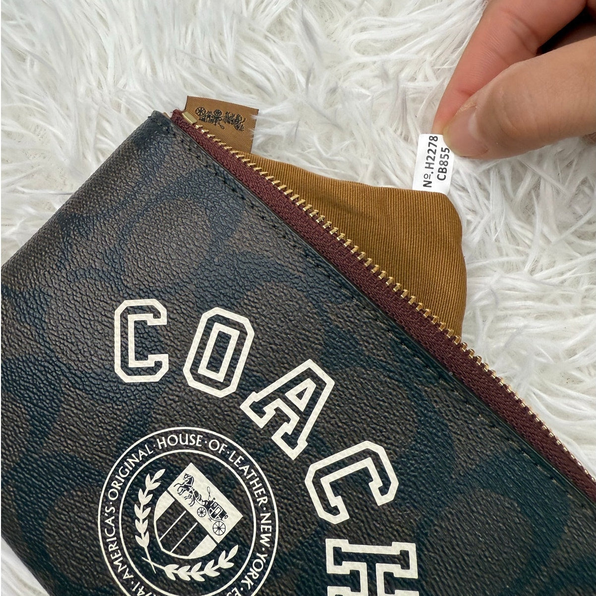 COACH Brown Coated Canvas Wristlet