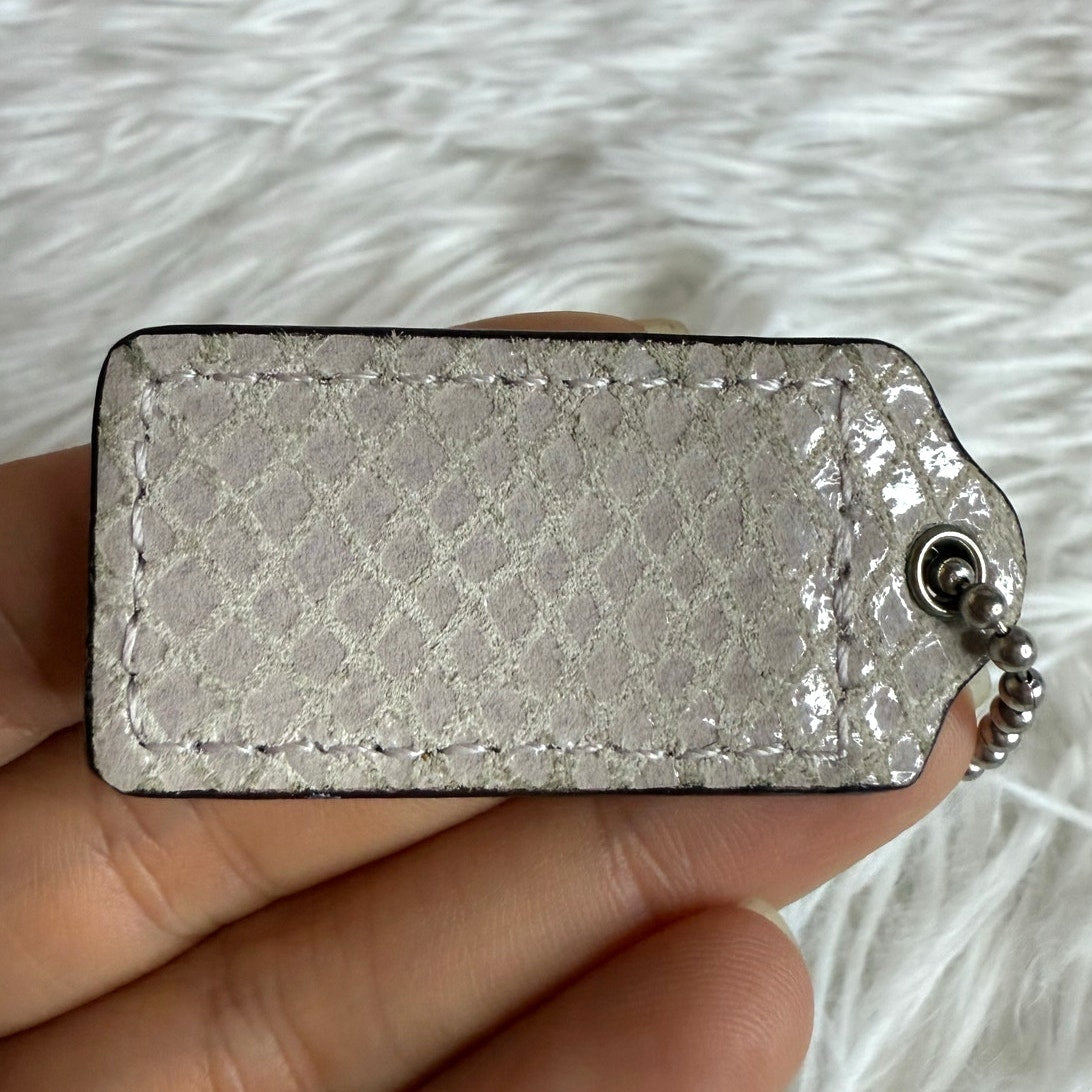 1.5" COACH Lilac Texture Fob Bag Charm Hang tag Hangtag