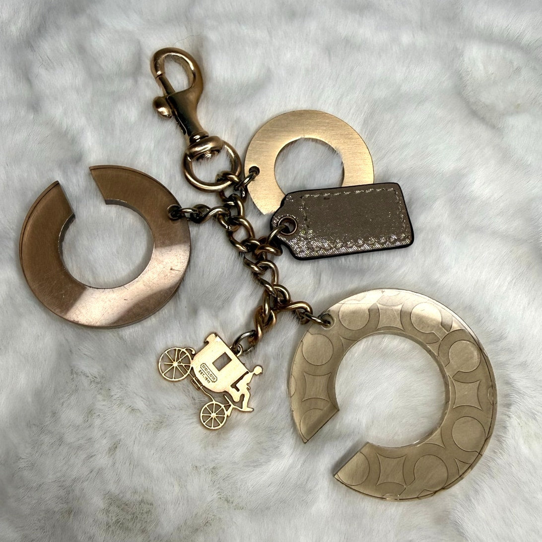 Rare Vintage COACH "C" Hang Tag and Horse Carriage Bag Charm Key Fob