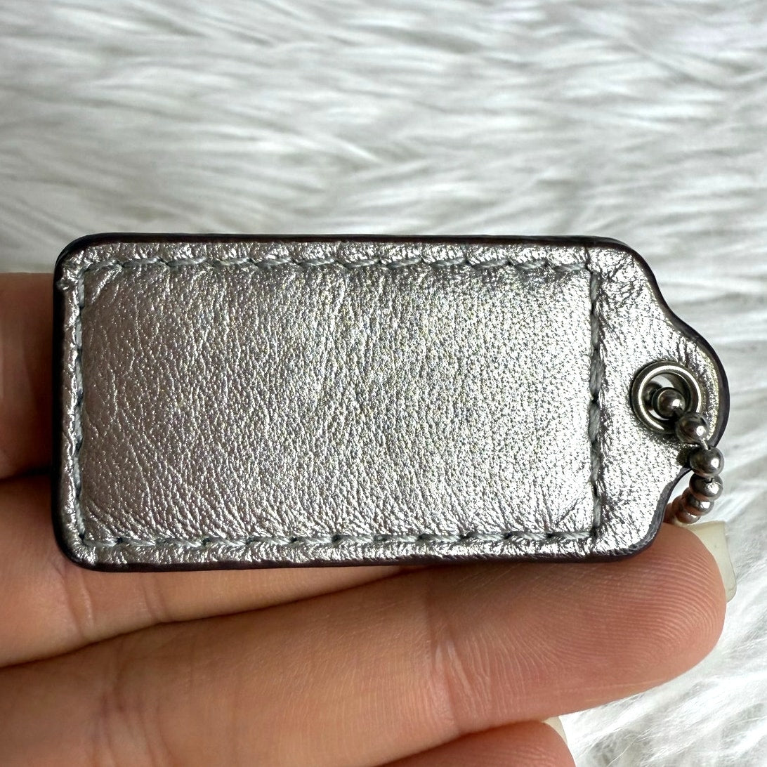1.5" COACH Silver Fob Bag Charm Hang tag Hangtag