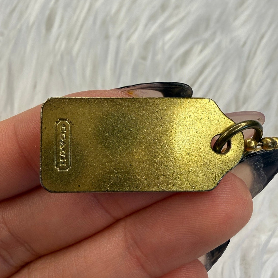 1" y2k COACH Vintage Gold Metal Fob Bag Charm Hang tag Hangtag