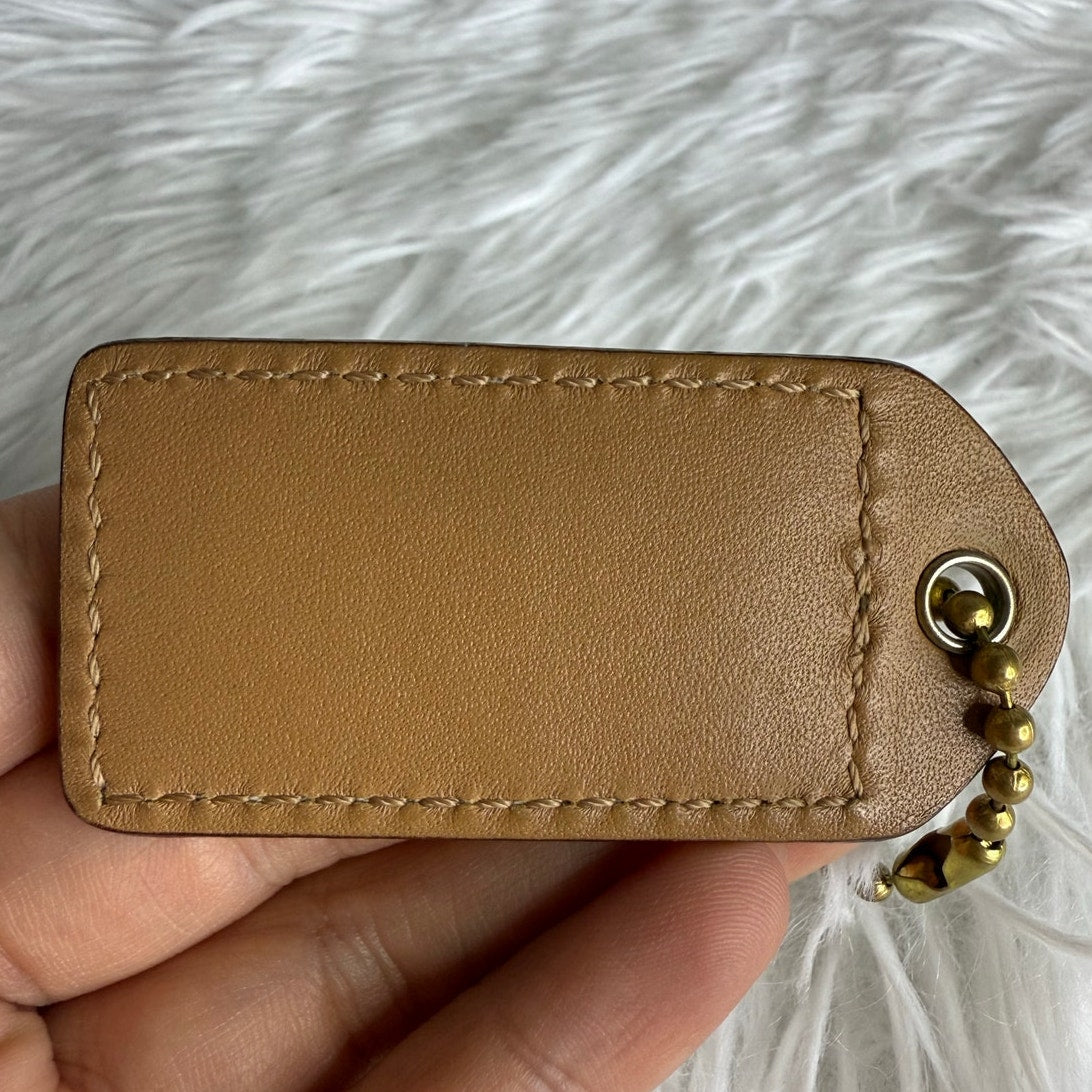 2.5" y2k COACH Vintage Tan Fob Bag Charm Hang tag Hangtag