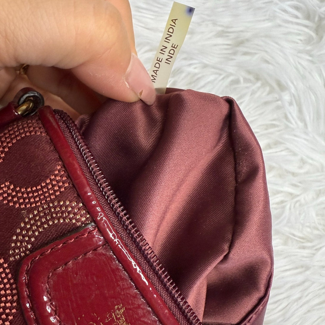 COACH Burgundy / red Signature Canvas Wristlet