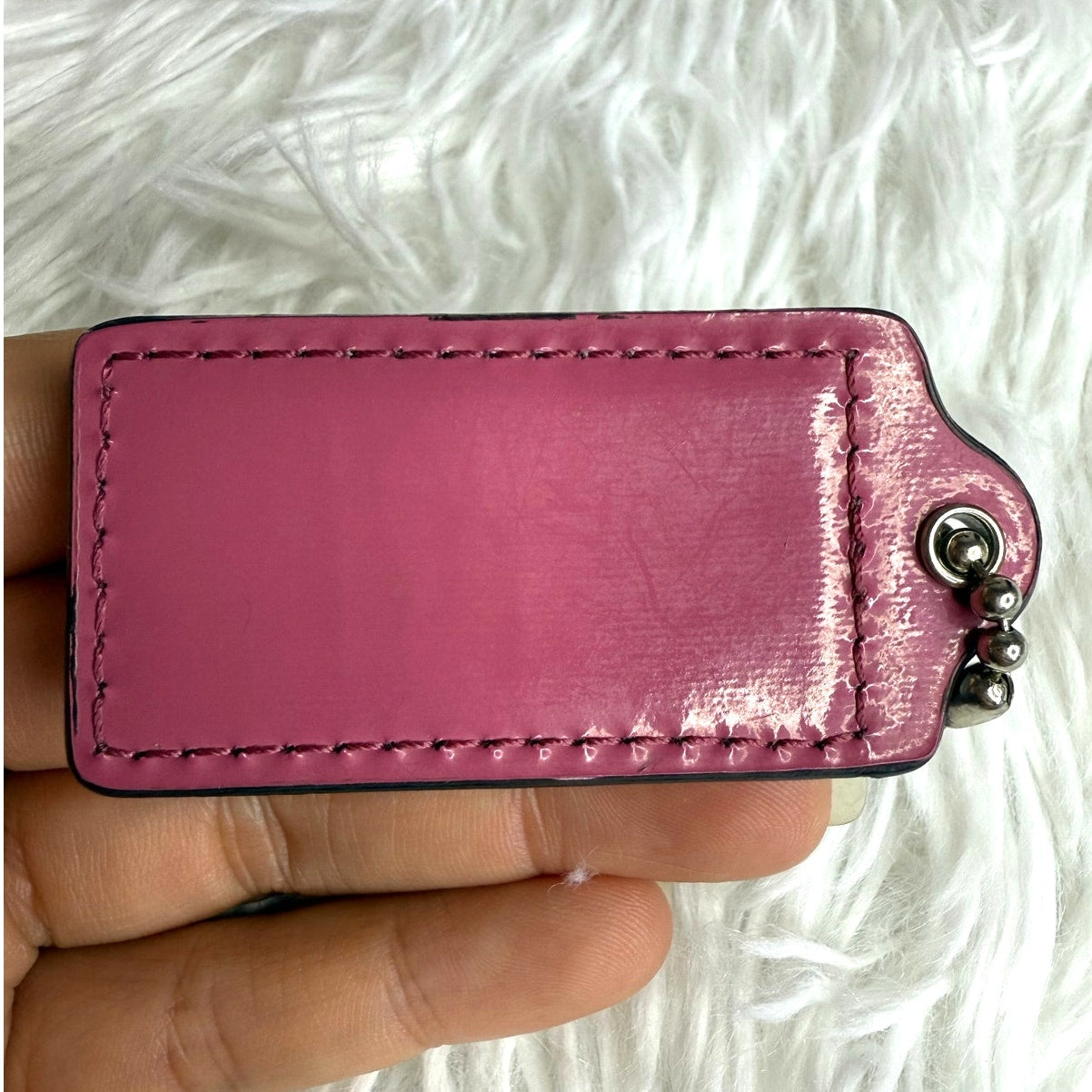 2" COACH Patent Leather Pink Fob Bag Charm Hang tag Hangtag