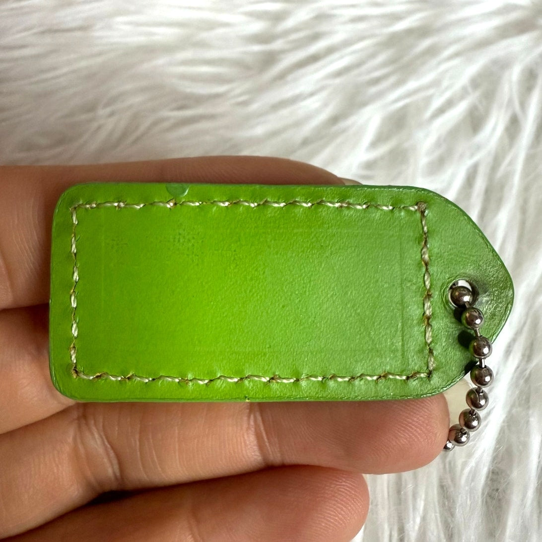 1.5" y2k COACH Green Lime Fob Bag Charm Hang tag Hangtag