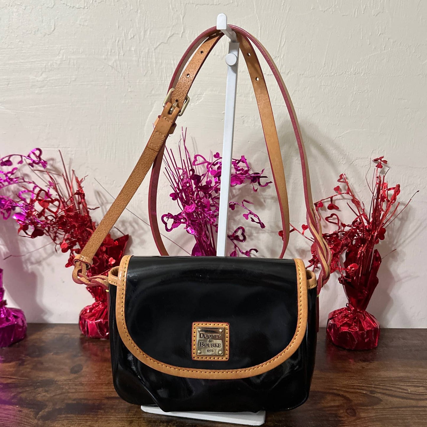 DOONEY & BOURKE Patent Leather Crossbody Flap Pleather Hobo