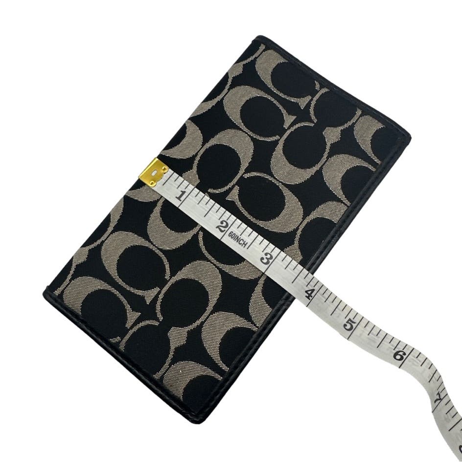 COACH Black and Gray Signature Canvas Checkbook Holder