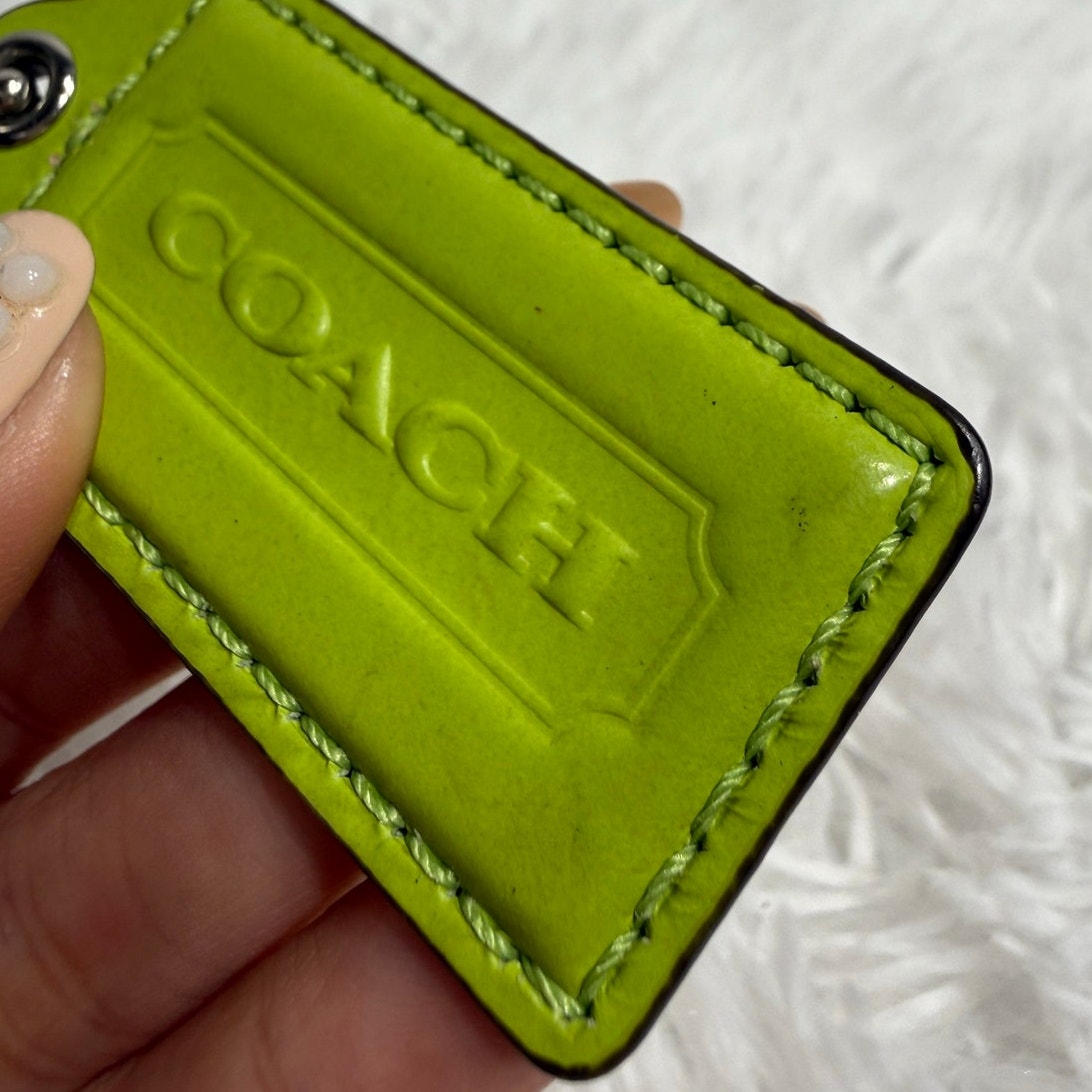 2" COACH Lime Fob Bag Charm Hang tag Hangtag