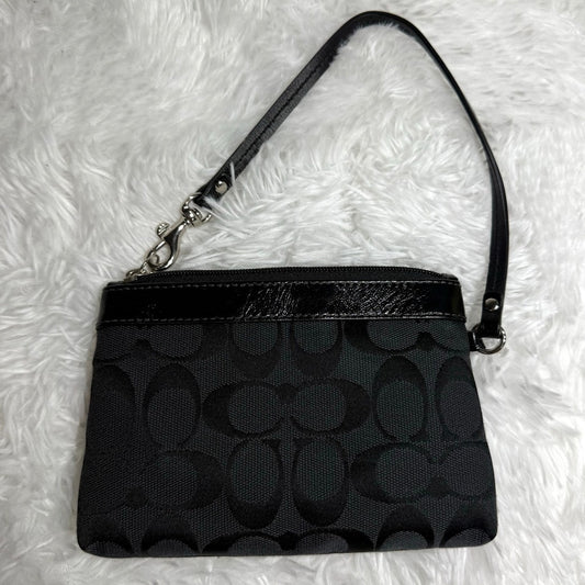 Coach Black Signature Canvas Wristlet