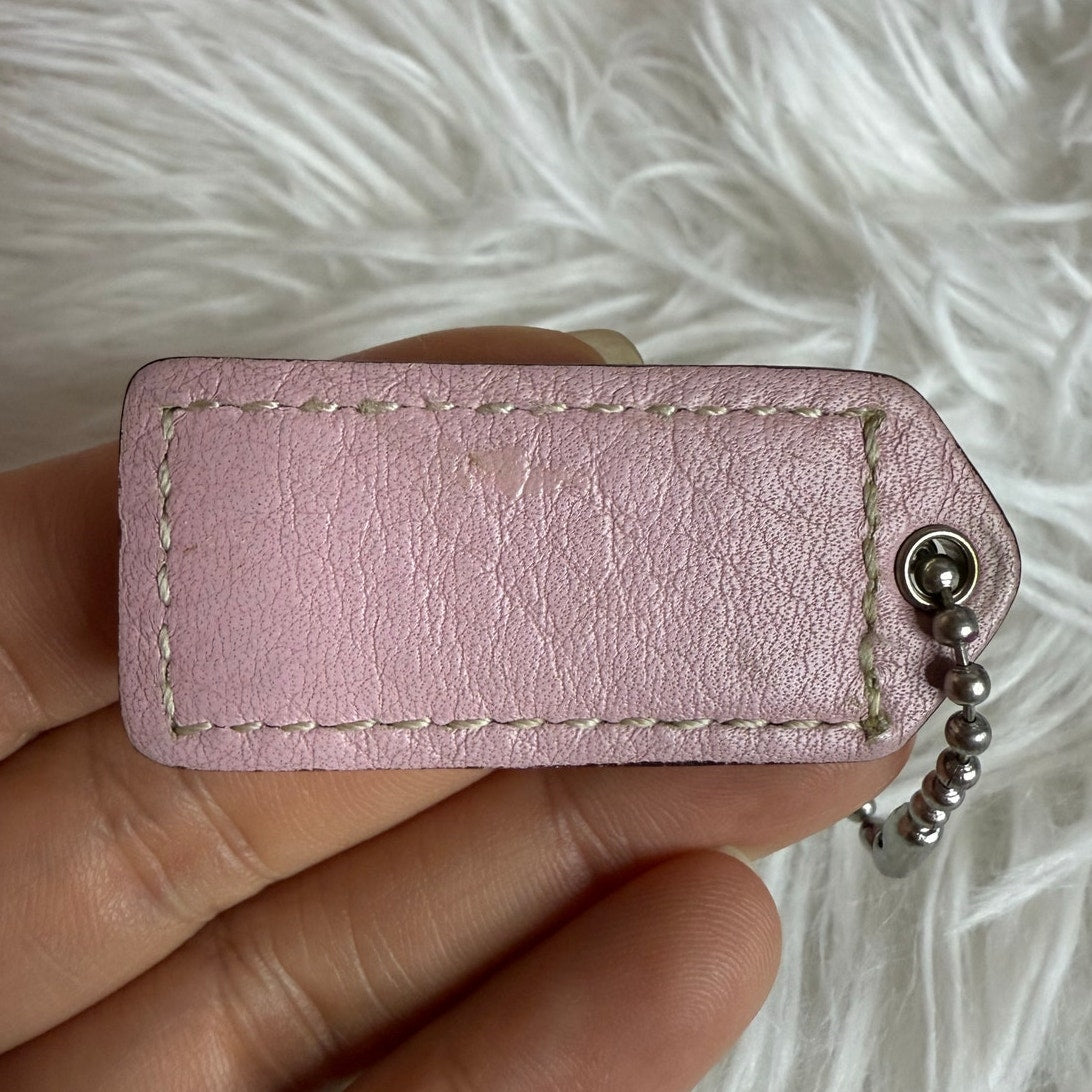 1.5" y2k COACH Tan Pink Fob Bag Charm Hang tag Hangtag