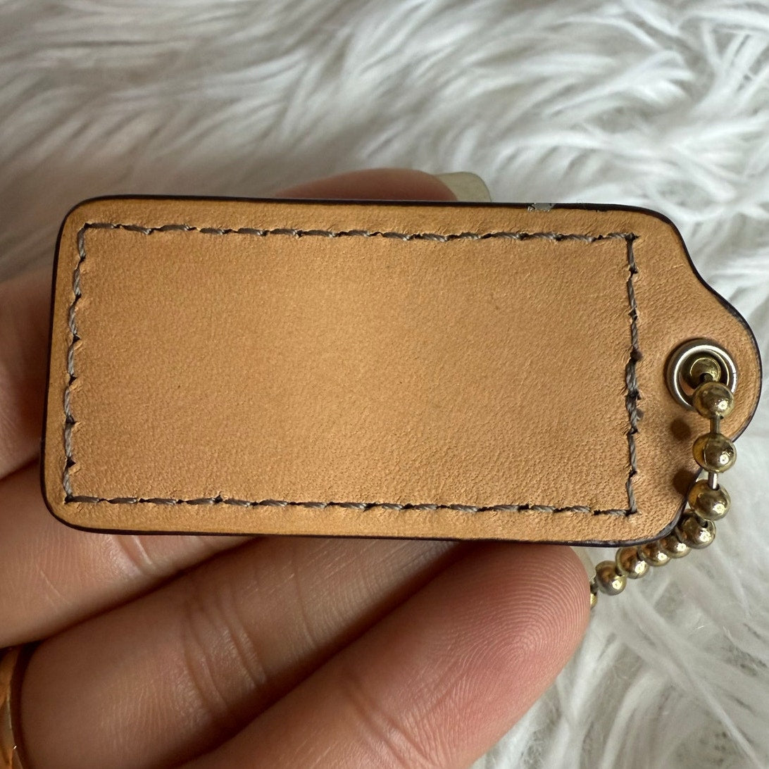 2" COACH Tan Fob Bag Charm Hang tag Hangtag
