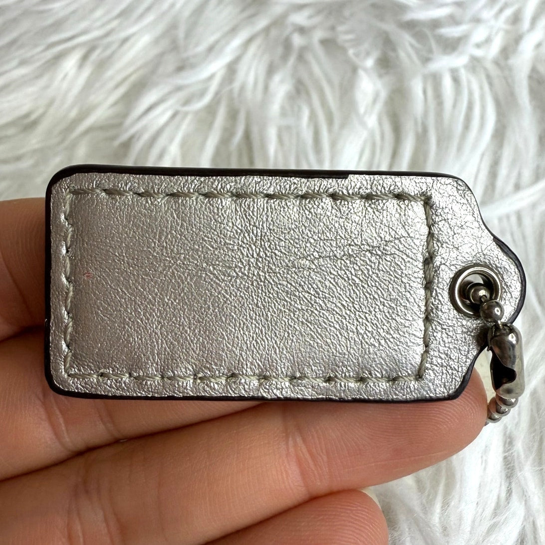 1.5" COACH Silver Fob Bag Charm Hang tag Hangtag
