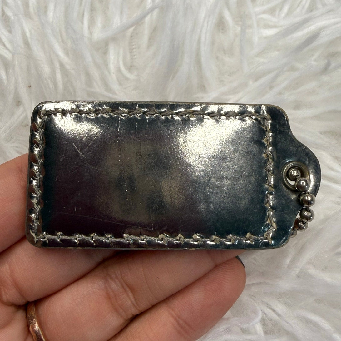 2” COACH Metallic Silver Fob Bag Charm Hang tag Hangtag