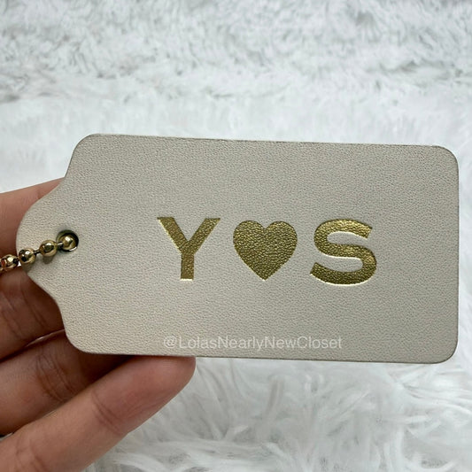 3" COACH White Fob Bag Charm Hang tag Hangtag