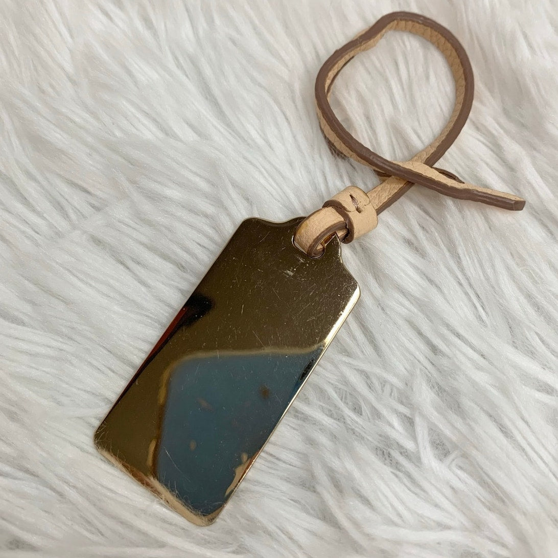 2" COACH Gold Cream Fob Bag Charm Hang tag Hangtag