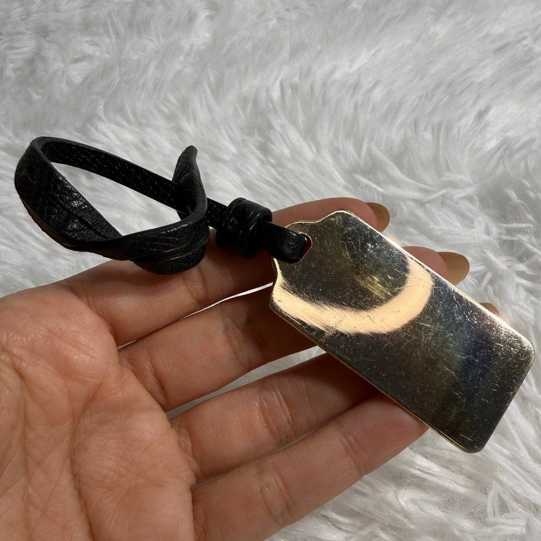 2" COACH Black Gold Fob Bag Charm Hang tag Hangtag